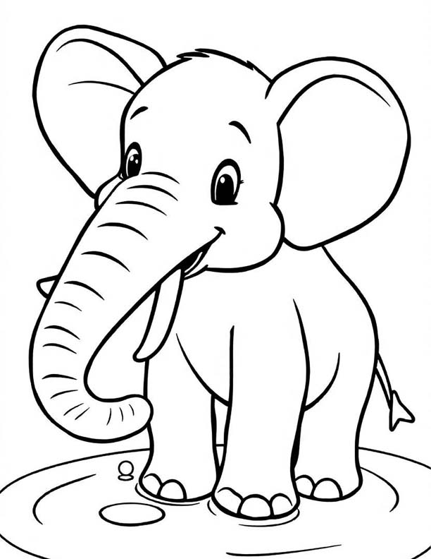 Elephant with a long trunk coloring page